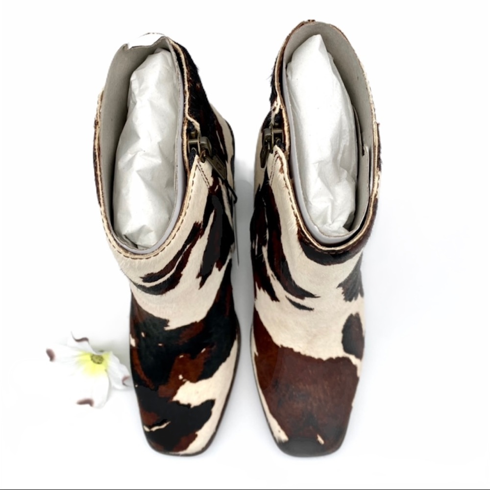 ❄️HP❄️NIB Frye Cream & Brown Calf Hair Georgia Leather Bootie, 5.5 - Picture 8 of 16